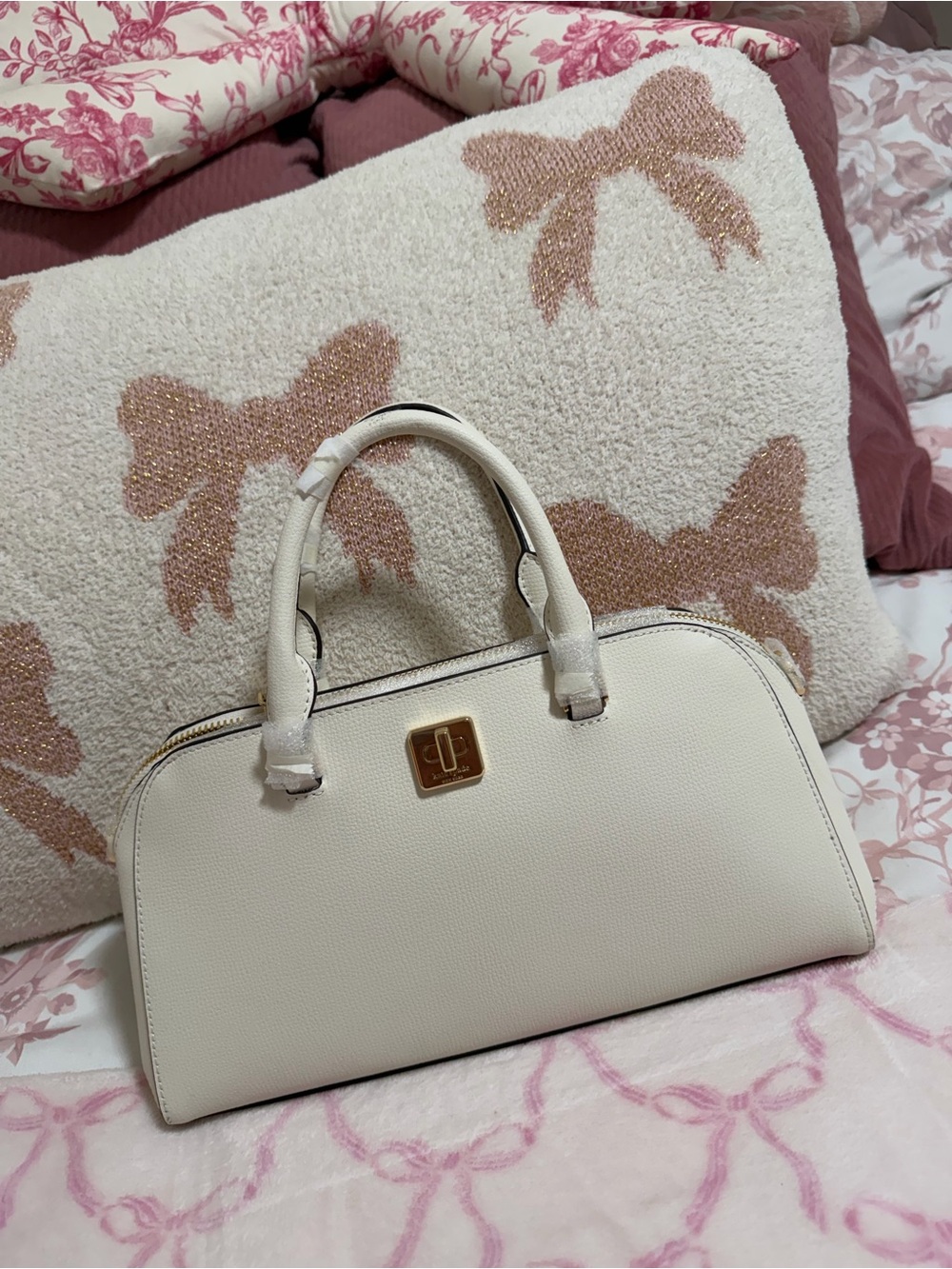 kate spade Cream Dome Satchel with Gold Hardware